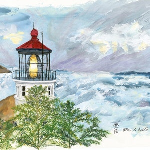 Light House for Donna blank note card unframed