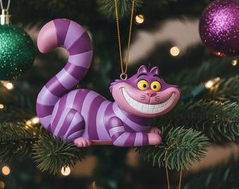 ピンクのチェシャ猫の頭のガラスオーナメント - 不思議の国のケンジー