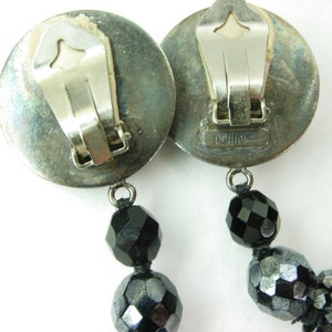 80s Pellini Italy Black Glass Butterscotch Runway Earrings 4.5 Inches Shoulder Dusters image 3