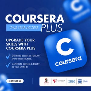 1 Year Coursera Plus | Unlimited Online Learning Account | 4,500+ Courses | Professional Certificates | Google, IBM, Meta & Microsoft