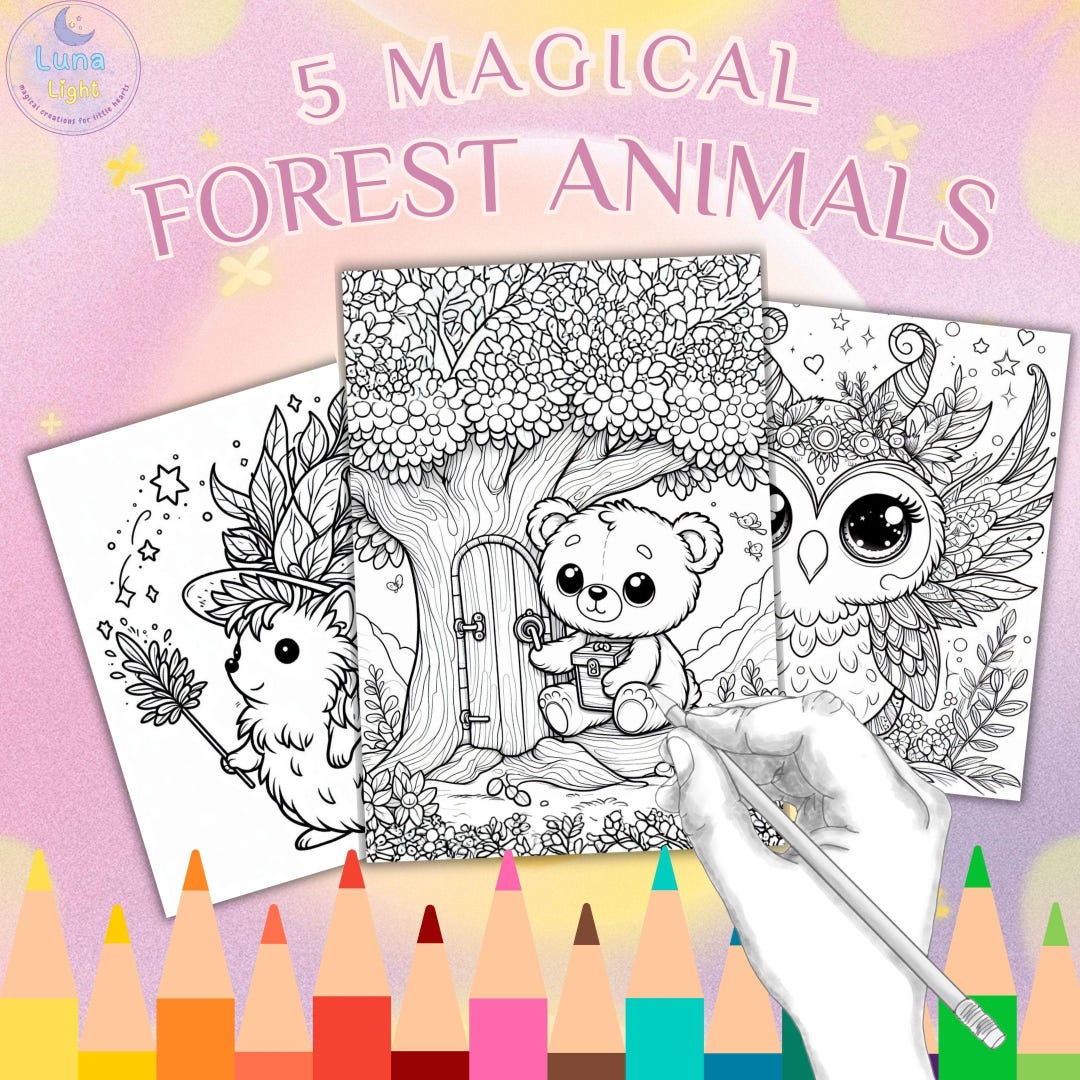 Forest Animals Coloring Pages – 5 Magical Woodland Creatures ...