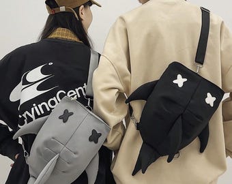 Shark Design Backpack, Cute Shark Shoulder Bag, Animal Backpack for Students, Casual Travel Backpack, Kawaii Shark Bag for School