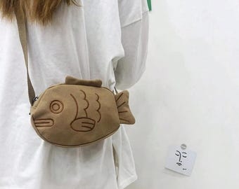 Cute Fish Women's Bag, Korean Style Cartoon Shoulder Bag, Funny Fish Shaped Mini Bag