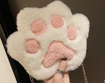 Mini Fluffy Claw Novelty Bag, Cute Furry Mini Purse, Kawaii Plush Handbag, Small Fun Shoulder Bag, Unique Gift for Girls/Women