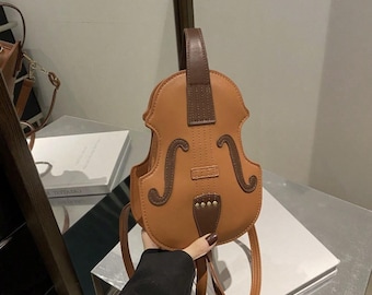Bolso de hombro con diseño de violín, pequeño bolso cruzado de PU para mujer, bolso inspirado en la música, bolso de mano único para instrumentos