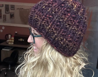The Mia Beanie // Knit Hat // Ribbed Wool Dark Warm Tones