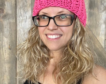 Candy Pink Tall, Slouchy Beanie for Men or Women Knit Hat