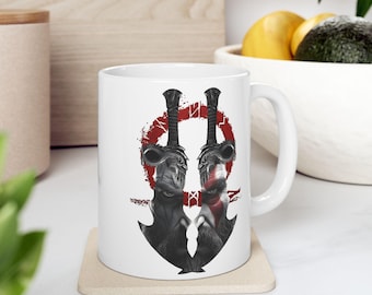Kratos God of War Ceramic Mug | Gamer Mug, Video Game Coffee Cup