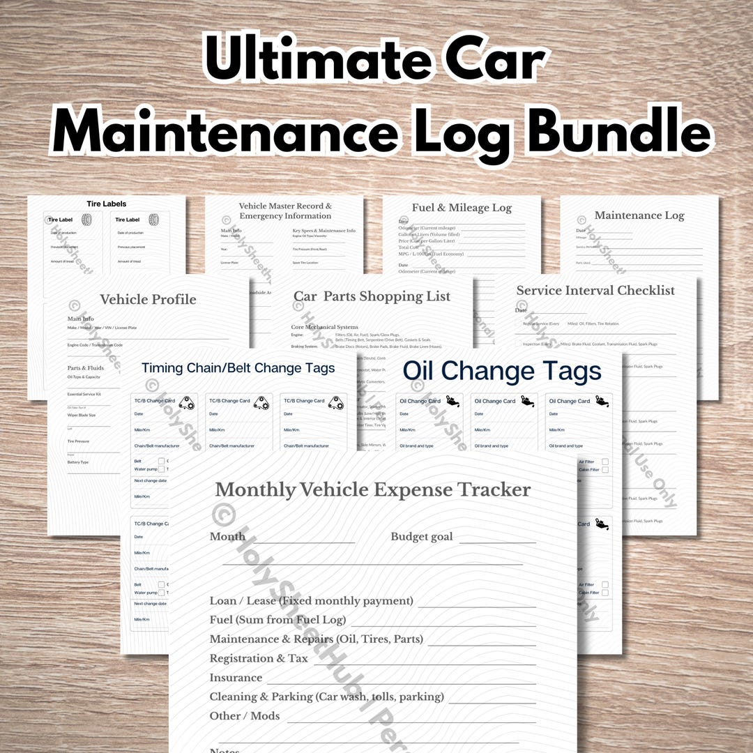 Ultimate Car Maintenance Log Bundle PDF | Vehicle Expense Tracker ...