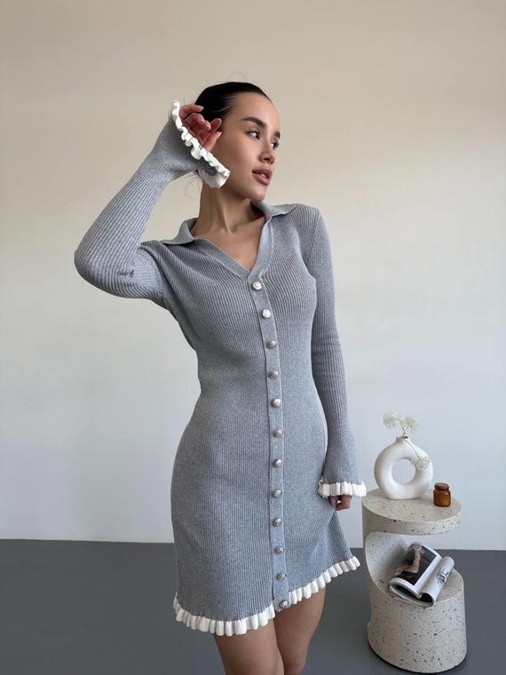 button knit mini dress Endless Rose