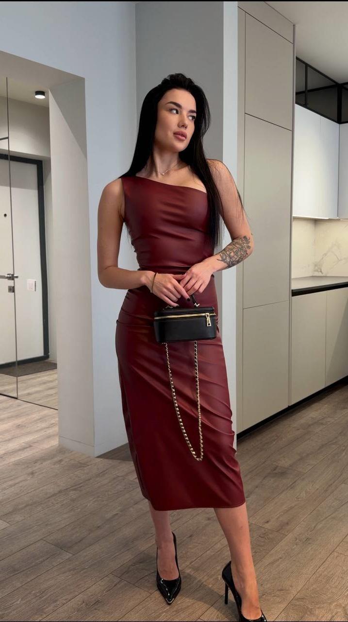 Faux Leather Bodycon Midi Dress - Etsy