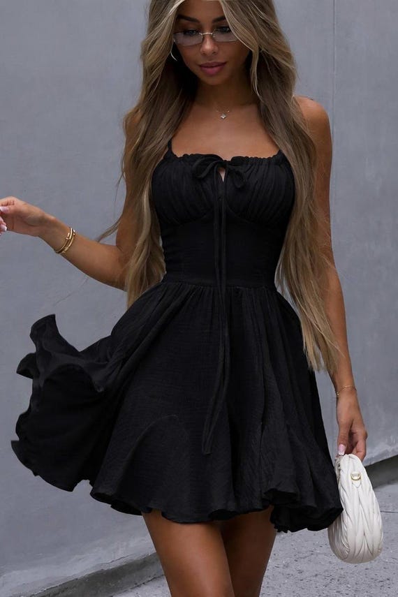 Muslin Mini Dress | Romantic Flowy Dress for Women | Lightweight Summer Outfit Muslin Mini Dress | Romantic Flowy Dress for Women | Lightweight Summer Outfit