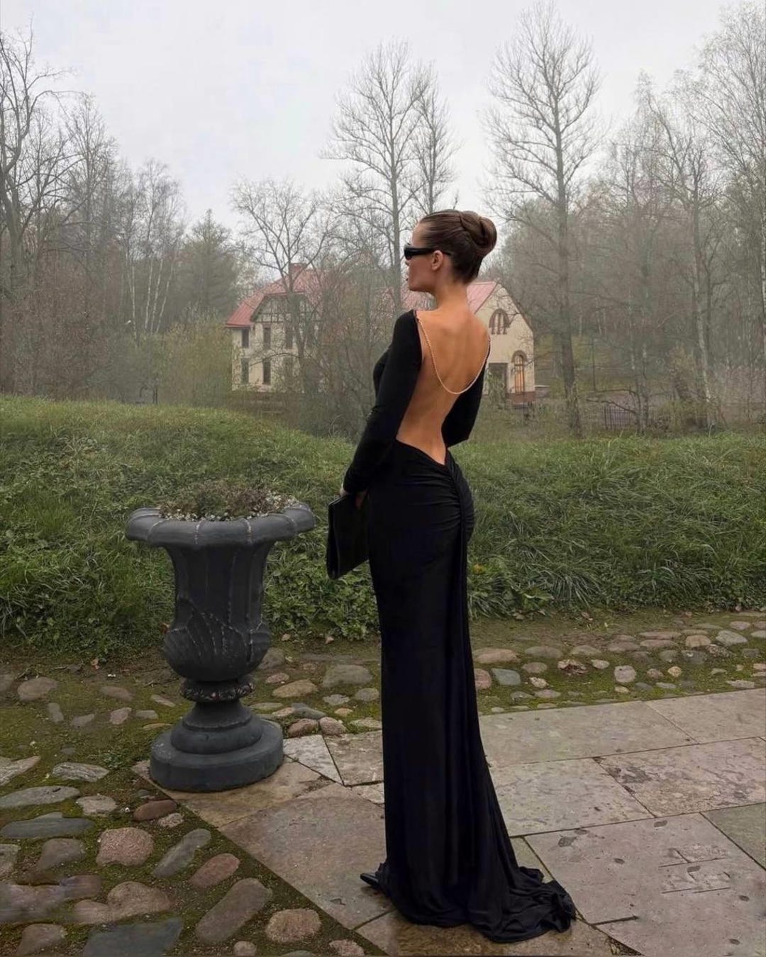 black evening maxi dresses Vienna Long Sleeve Embellished Backless Dress in best-sellers-sets Versace Black Dresses VERSACE Color:White