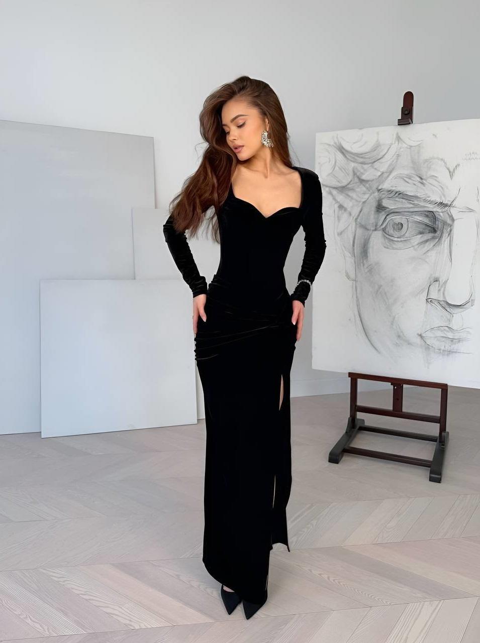 Classy Black Dress Velvet