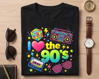 I Love The 90s PNG, Retro 90s Digital Download, Colorful Vintage Clipart, Neon Throwback Design, Sublimation PNG, Shirt Print