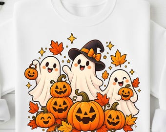 Cute Halloween Ghost PNG | Pumpkin Ghost PNG | Witch Ghost Clipart | Jack O Lantern PNG | Fall Halloween Design | Spooky Season