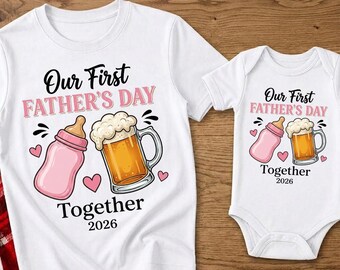 Our First Father's Day PNG, Matching Dad & Daughter Son, New Daddy Gift, (Digital Download)