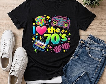 I Love The 70s PNG, 70s Birthday Party, Vintage 1970s, Disco Style Clipart, Colorful Retro Sublimation Design, Digital Download PNG