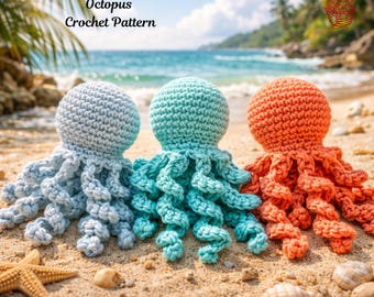 Crochet Octopus Pattern PDF, Amigurumi Octopus Crochet Tutorial, Cute Ocean Plush Toy Pattern, Instant Digital Download.