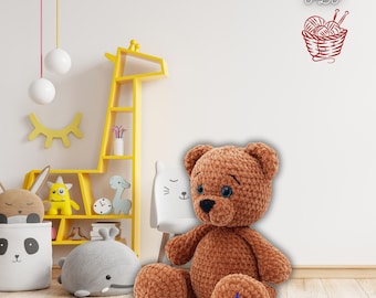 Teddy Bear Crochet Pattern PDF, Cute Amigurumi Plush Toy, Easy Beginner Tutorial, Christmas Gift Idea, DIY Bear Stuffed Animal, Download.