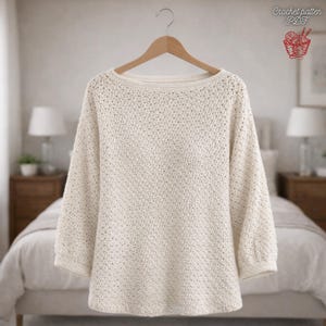 Crochet Sweater Pattern PDF, Easy Boat Neck Crochet Top, Modern Loose Fit Pullover, Beginner Friendly Crochet Garment Pattern.