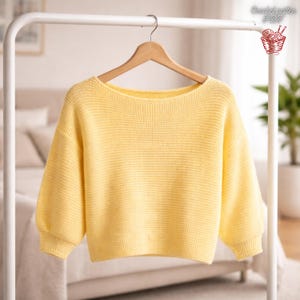 Yellow Crochet Sweater Pattern PDF, Easy Modern Crochet Top, Minimalist Knit Look, Advanced Friendly Women Sweater, Digital Download. image 5