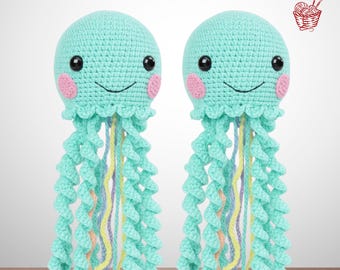 Amigurumi Jellyfish Crochet Pattern, Cute Sea Animal Plush Toy Pattern, Easy Beginner PDF Tutorial, Jellyfish Amigurumi, Digital Download.