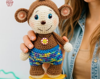 Cute Monkey Crochet Pattern, Amigurumi Monkey PDF, Stuffed Animal Crochet Pattern, Easy Beginner Friendly Crochet Tutorial, Monkey Pattern.