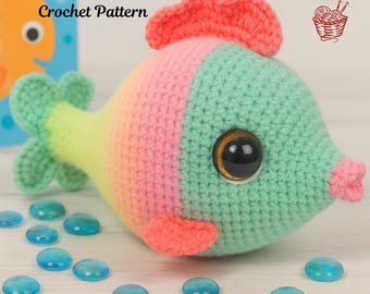 Rainbow Fish Crochet Pattern, Cute Amigurumi Fish PDF, Ocean Animal Toy, DIY Nursery Decor, Stuffed Sea Life Plushie, Instant Download.