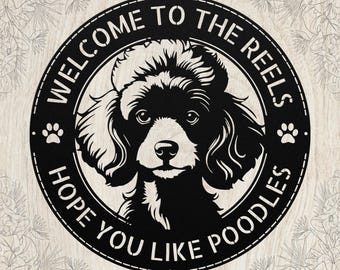 Letrero metálico personalizado para perro caniche: arte de pared con nombre familiar personalizado, elegante decoración de regalo de raza