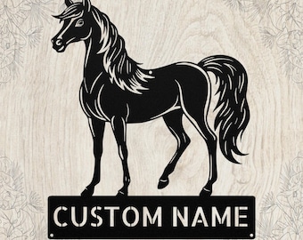 Letrero metálico personalizado de caballo árabe: arte ecuestre personalizado, regalo para amantes de los caballos, decoración de establos