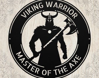 Personalized Viking Warrior Metal Art Sign, Nordic Wall Decor, Battle Axe, Norse Home Gift