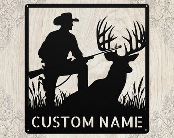 Personalized Deer Hunting Metal Art Sign: Wall Decor, Gift for Hunters and Outdoorsmen