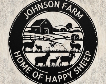 Letrero metálico personalizado de granja de ovejas: arte de pared con nombre de rancho personalizado, decoración rústica, regalo