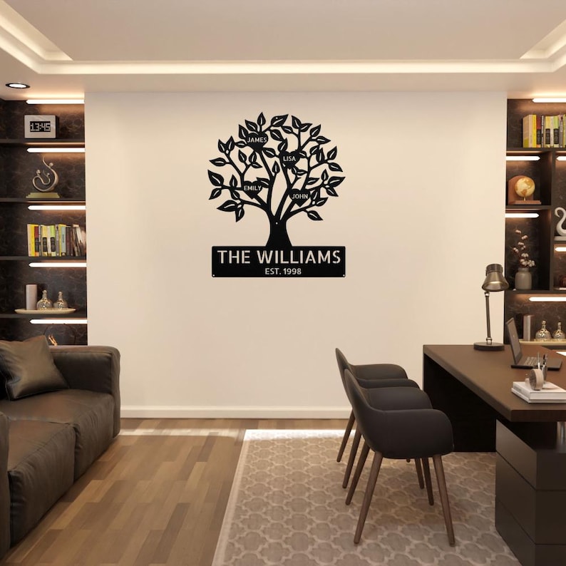 Personalized Family Tree Metal Sign: Custom Wall Art, Family Name Decor ...