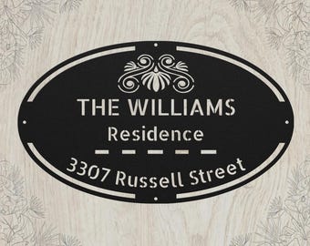 Personalized House Address Metal Sign - Custom Street Name Number Plaque - Outdoor Home Decor