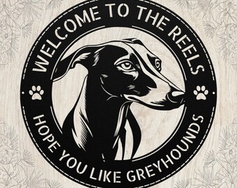 Personalized Greyhound Dog Metal Sign: Custom Family Name Welcome Wall Decor, Pet Lover Gift