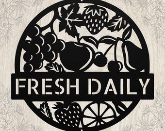 Letrero metálico de frutas personalizado: Arte mural para cocina, frutas tropicales, decoración para el hogar y la tienda.