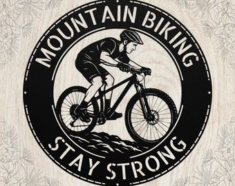 Letrero metálico personalizado de ciclista de montaña: nombre personalizado, arte de pared de MTB, decoración de regalo de ciclismo
