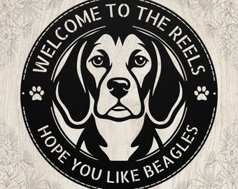 Letrero metálico personalizado de perro beagle: arte de pared personalizado con nombre de familia, regalo de raza fiel, decoración