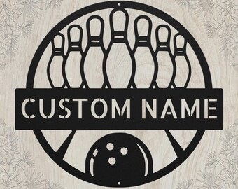 Personalized Bowling Metal Sign - Custom Bowler Gift - Bowling Alley Wall Decor Club Art