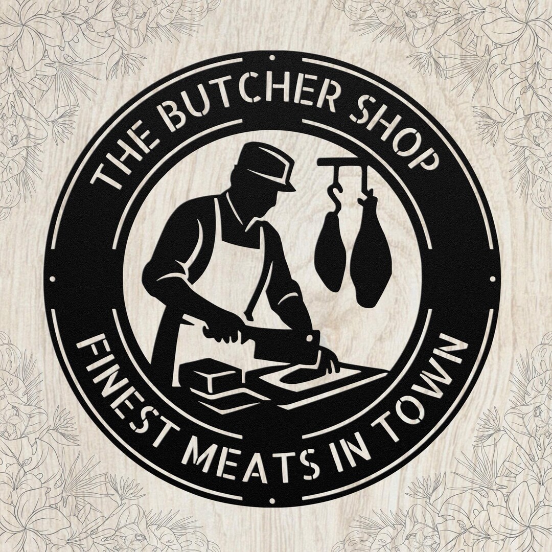 Personalized Butcher Metal Art Sign: Meat Shop Wall Decor Custom Name ...
