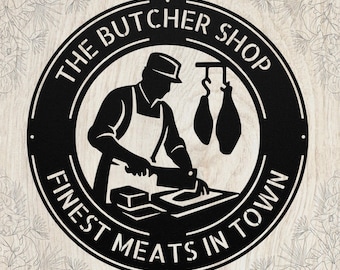 Personalized Butcher Metal Art Sign: Meat Shop Wall Decor Custom Name Gift Handmade