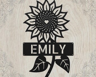 Personalized Sunflower Metal Sign - Custom Floral Wall Decor - Sunflower Lover Gift Home Garden Art
