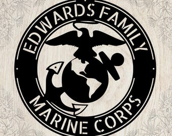 Letrero metálico personalizado del Cuerpo de Marines de EE. UU. Arte mural militar personalizado Regalo para veteranos Decoración