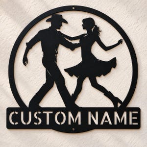 Personalized Couple Line Dancing Metal Sign: Wall Art, Gift for Dance and Country Fans