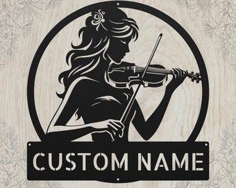 Custom Name Musician Wall Art - Violin Metal Sign - Personalized Violinist Gift