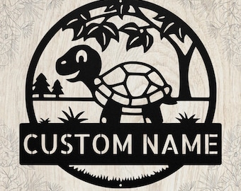 Personalized Tortoise Metal Sign: Turtle Wall Art, Animal Decor, Gift for Tortoise Lovers