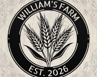 Letrero metálico de campo de trigo personalizado: decoración personalizada para la entrada de una casa de campo, letrero de rancho, regalo para granjeros