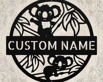 Custom Koala Metal Sign: Animal Wall Art, Wildlife Decor, Gift for Koala Lovers